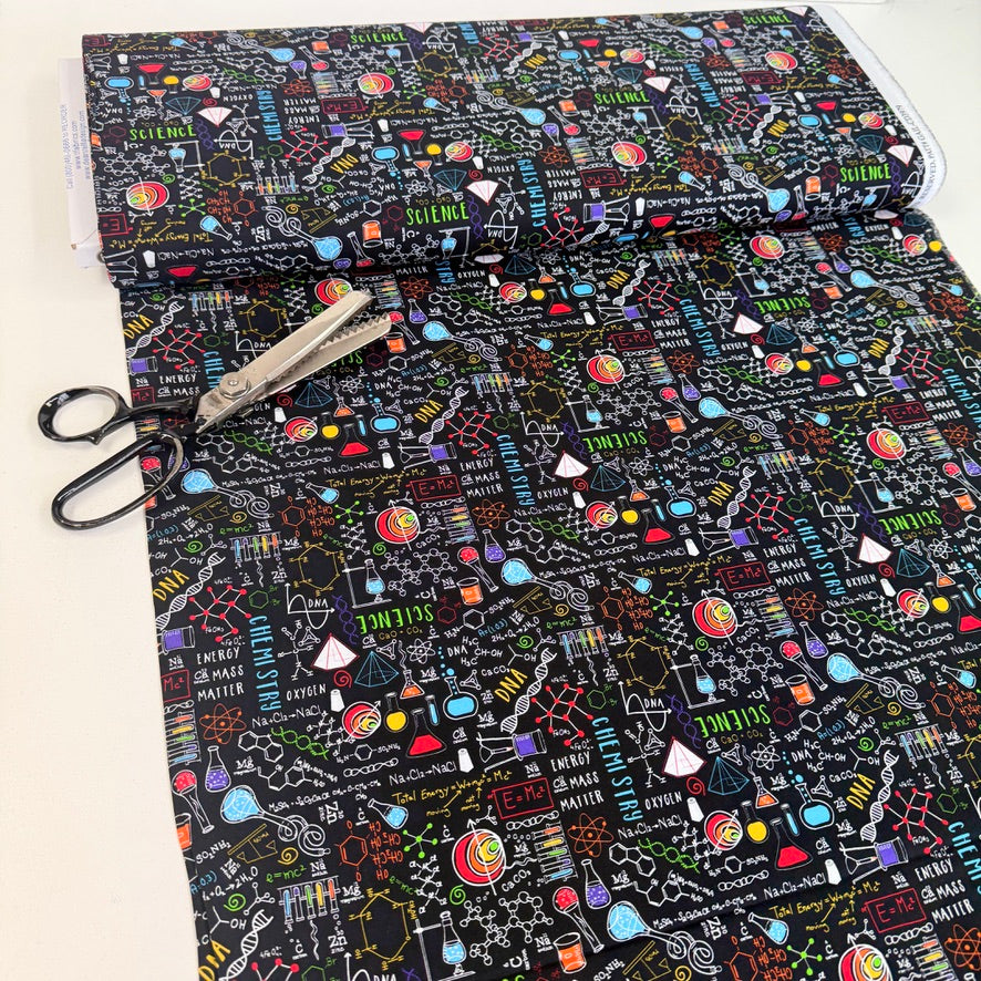 Timeless Treasures - Spaced Out Science - Black