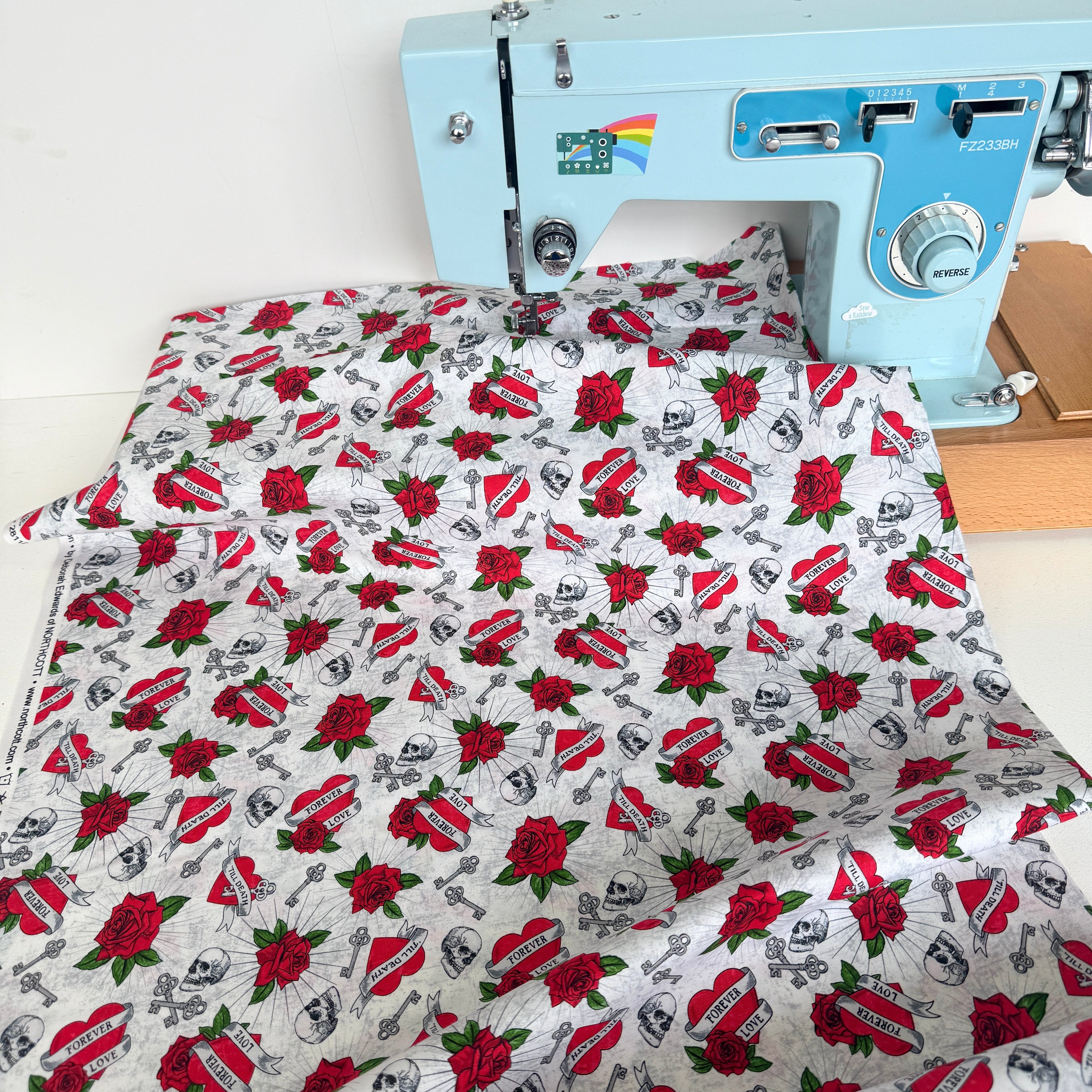 Remnant of Northcott Fabrics - Till Death Us Do Part Hearts - White (108cm)