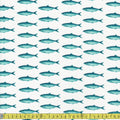 145cm Wide Medium Cotton - Coastal Catch Sardines - White - Sewing and Dressmaking Fabric