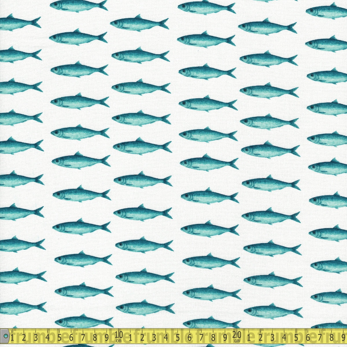 145cm Wide Medium Cotton - Coastal Catch Sardines - White - Sewing and Dressmaking Fabric