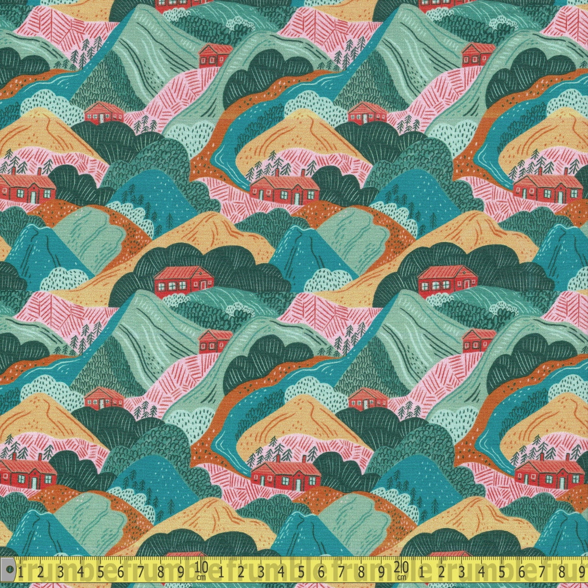 145cm Wide Medium Cotton - Countryside Colours - Green - Sewing and Dressmaking Fabric