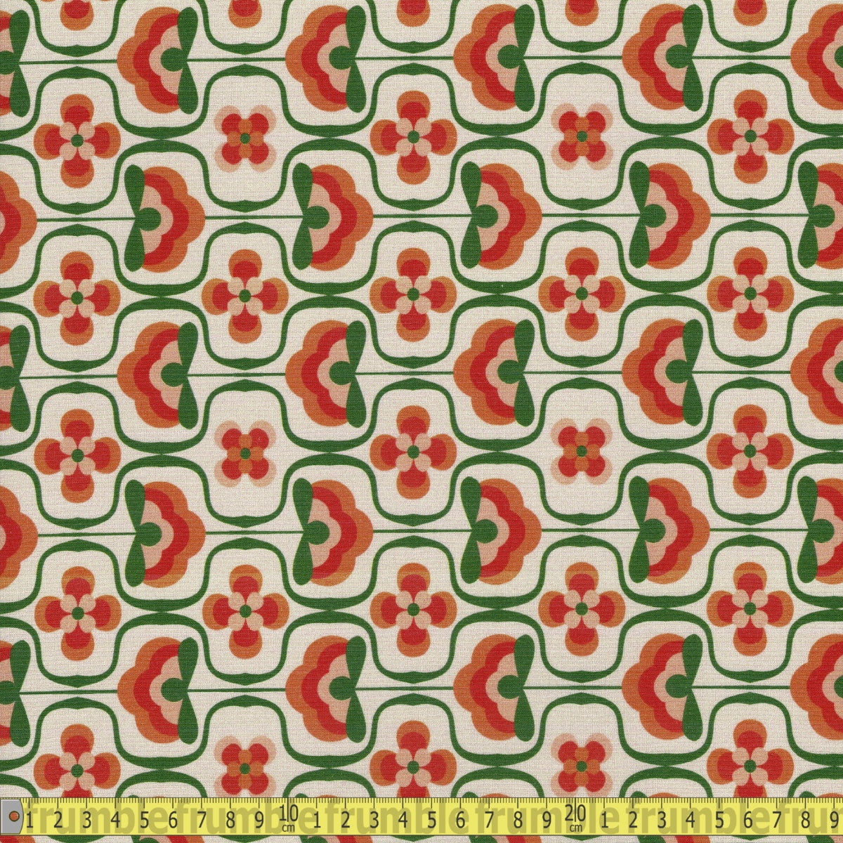 145cm Wide Medium Cotton - Flower Power - Sand - Sewing and Dressmaking Fabric
