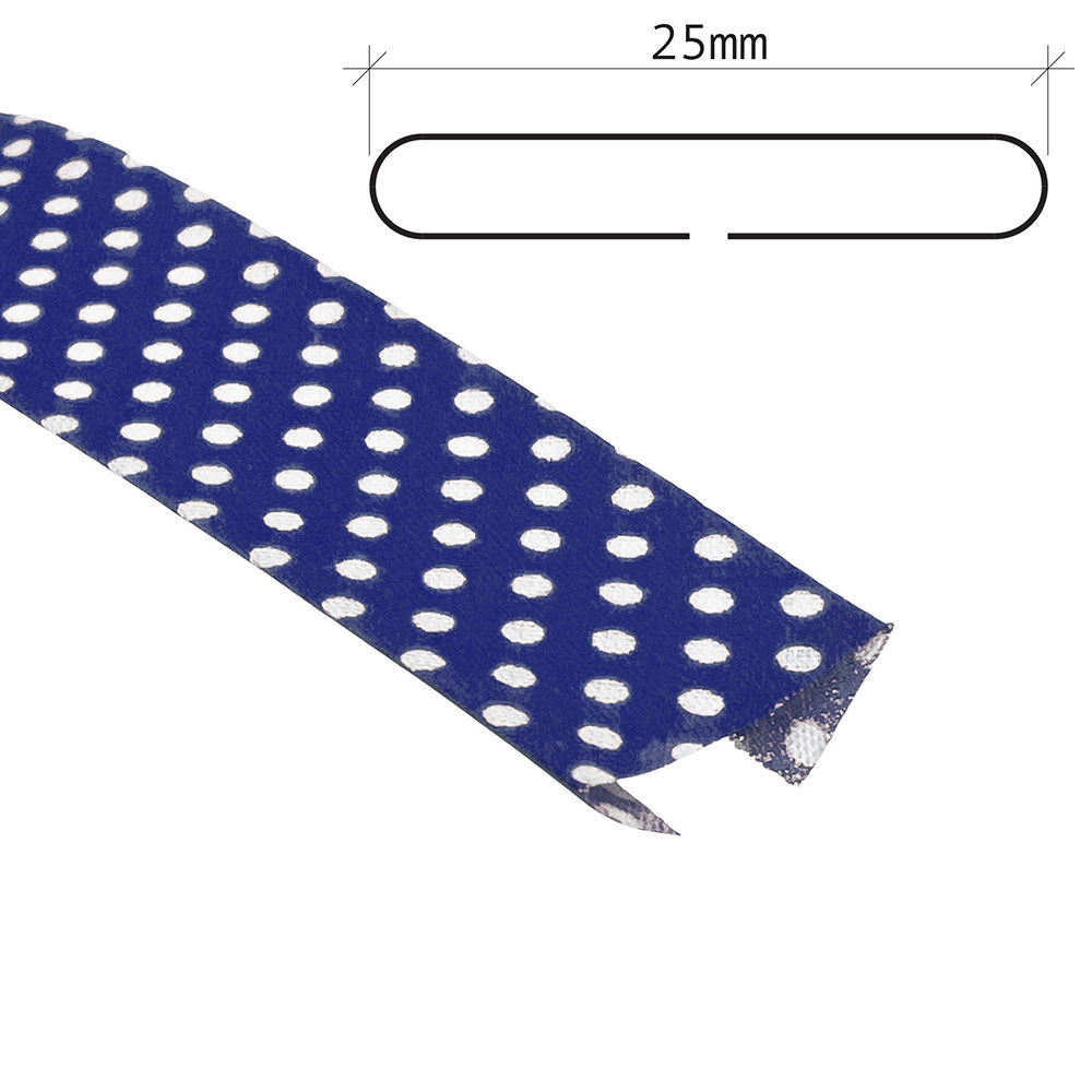 25m Reel of 25mm Polka Dot Bias Binding