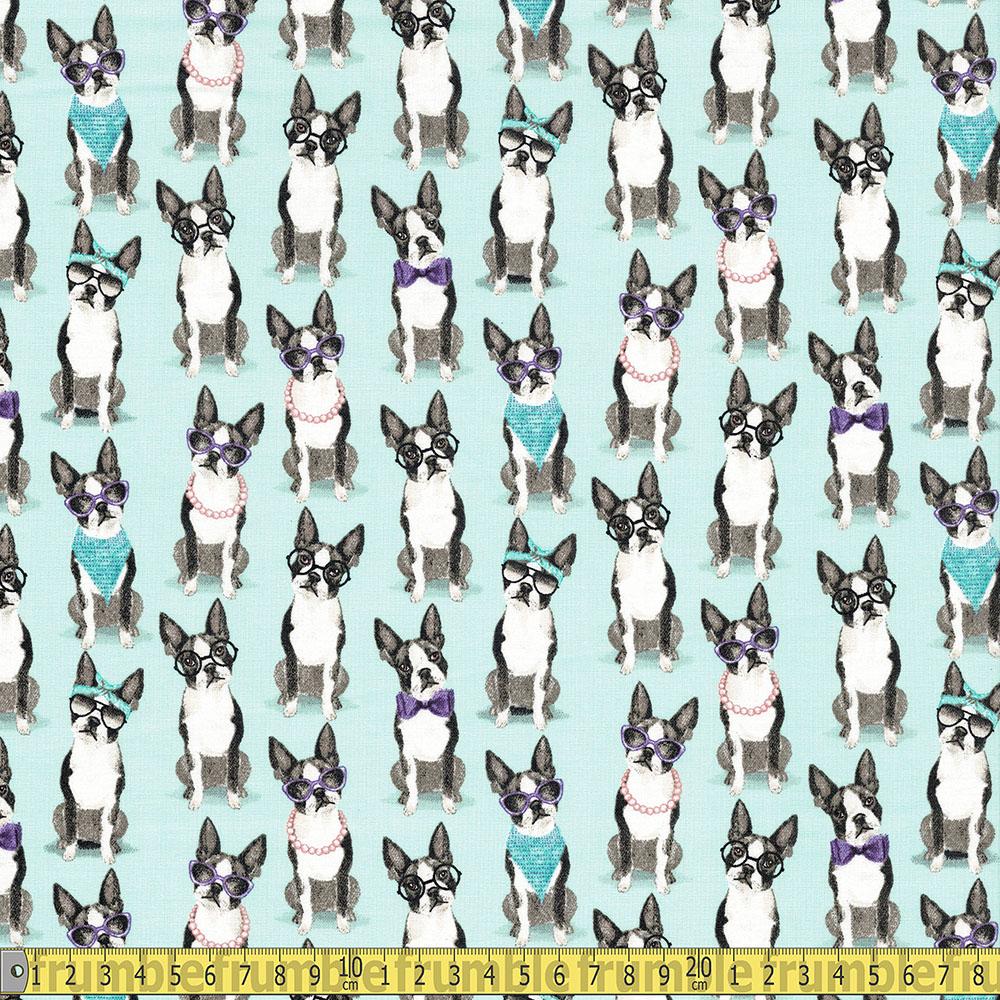 3 Wishes - A Dogs Life - French Bulldog Blue Turquoise Sewing and Dressmaking Fabric