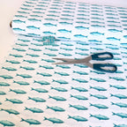 Coastal Catch Sardines on White Cotton Fabric - 145cm Wide