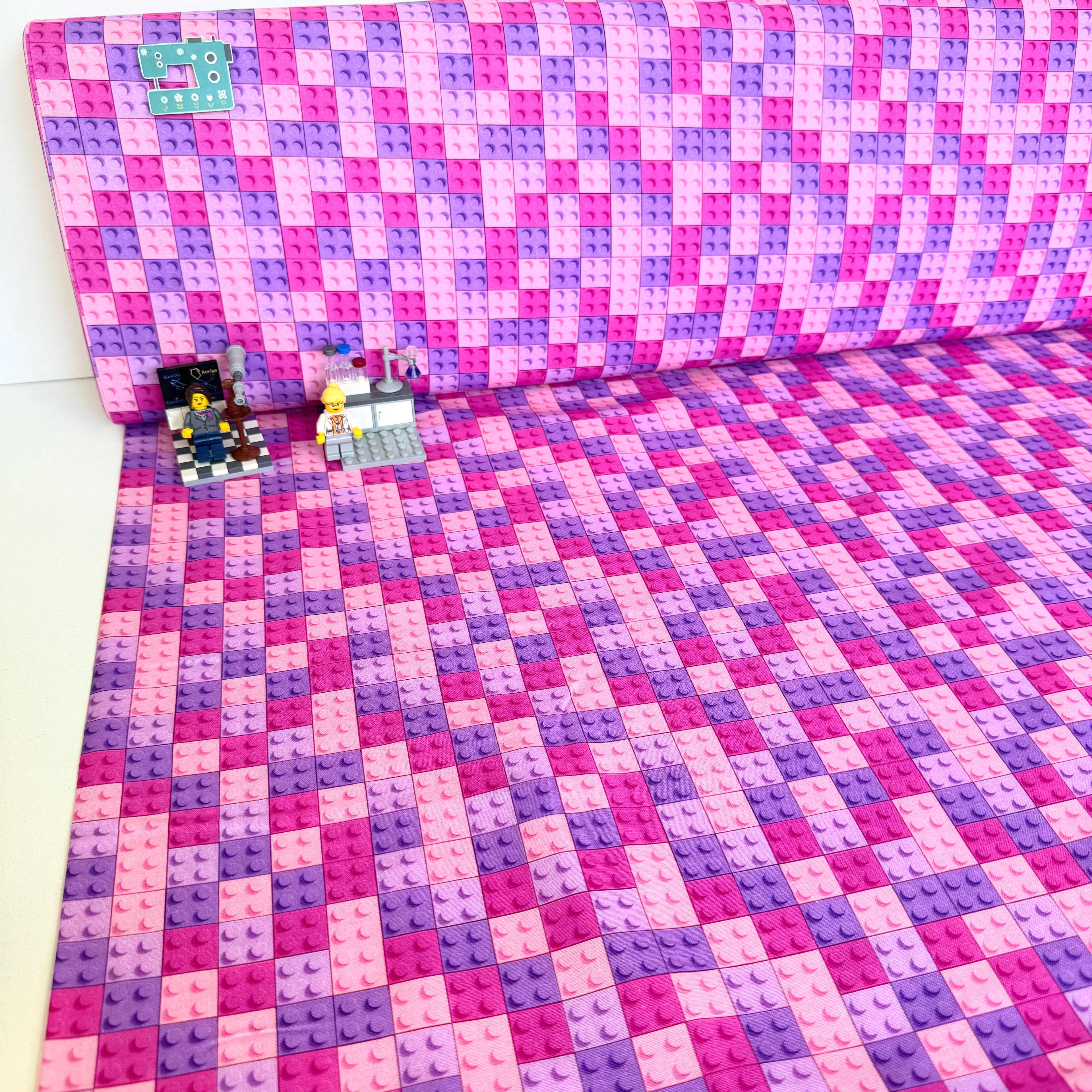 Pink Building Bricks Cotton Fabric - 145cm Wide