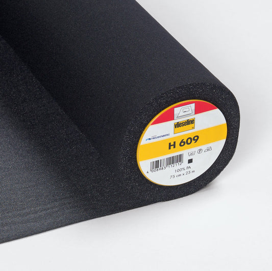 Remnant of H609 Black Fusible Stretch Interlining (61cm)