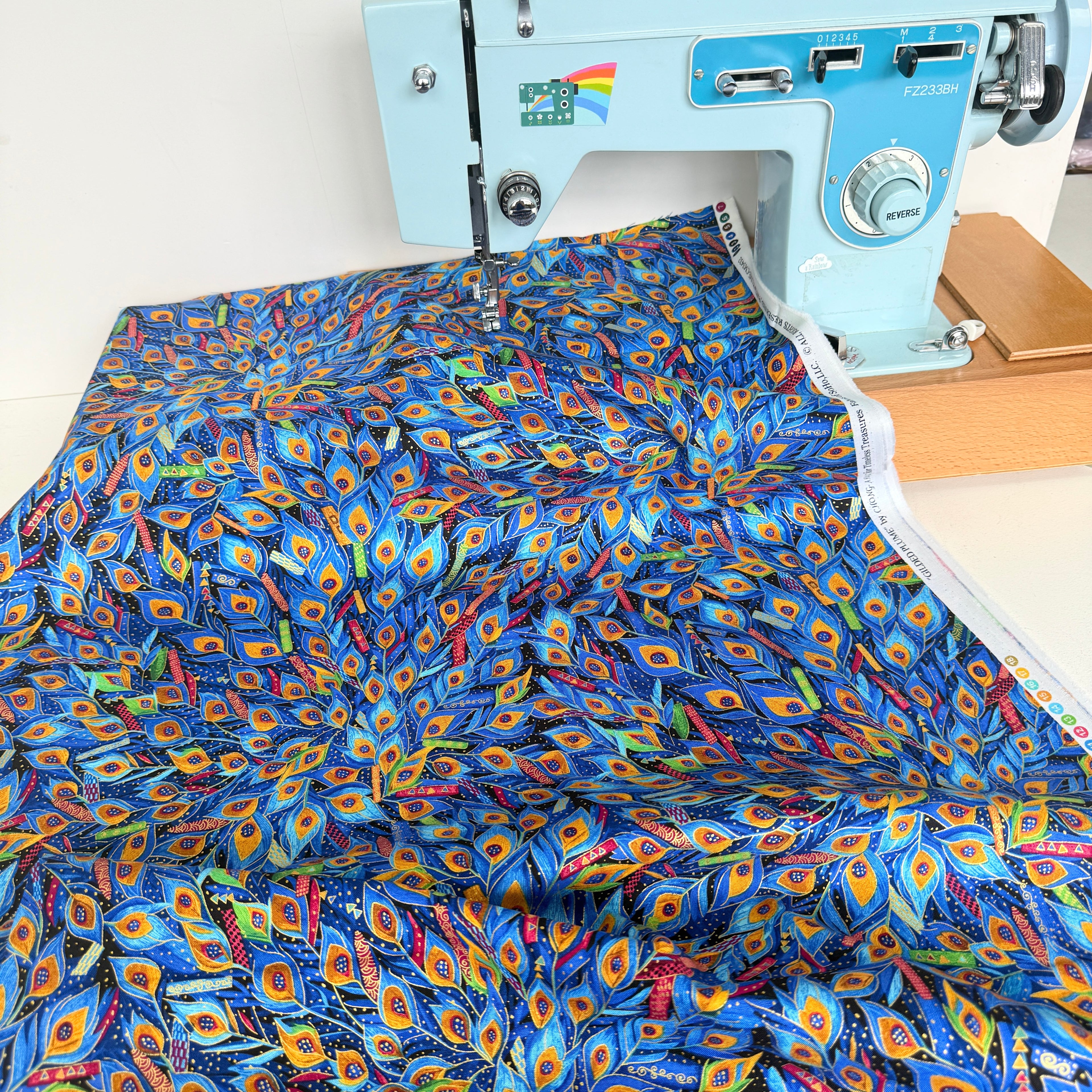 Timeless Treasures - Gilded Peacock Feathers - Black