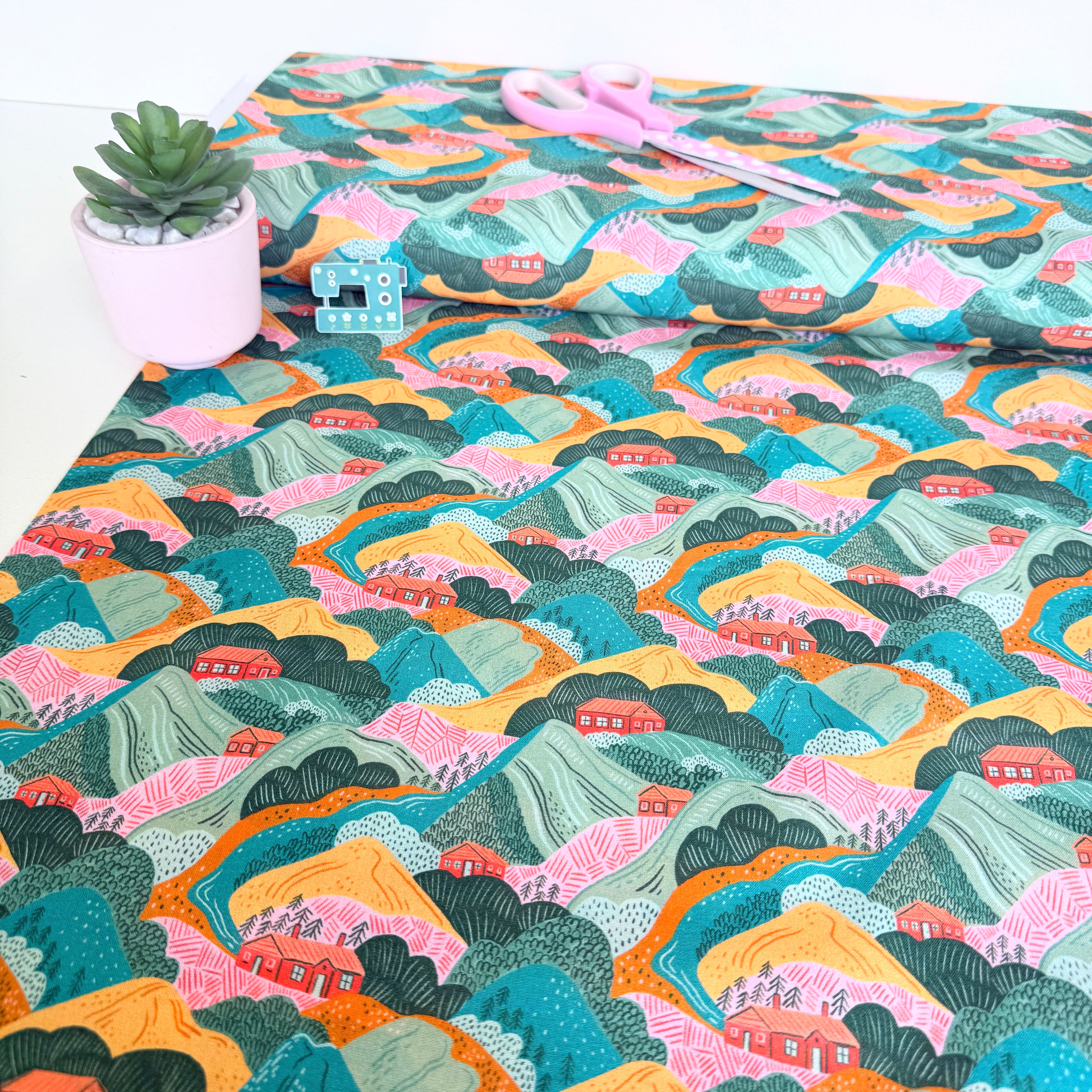Green Countryside Colours Cotton Fabric - 145cm Wide