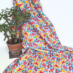 Seafood Picnic Cotton Fabric - Blue Gingham - 145cm Wide