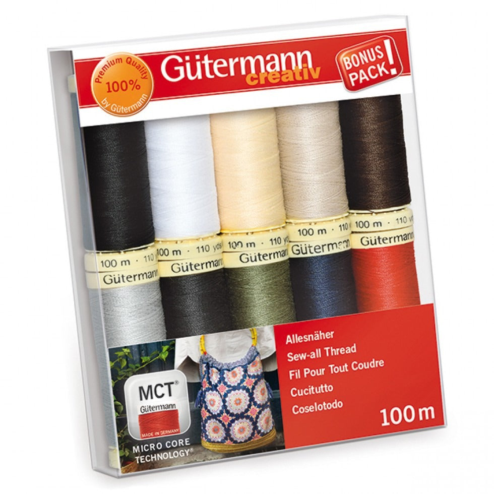 Gutermann Sew All Thread Set - 10 Reels - Basics Colours