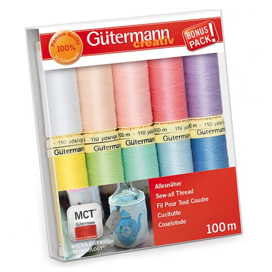 Gutermann Sew All Thread Set - 10 Reels - Pastel Colours