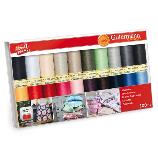 Gutermann Sew All Thread Set - 20 Reels - Variety of Colours