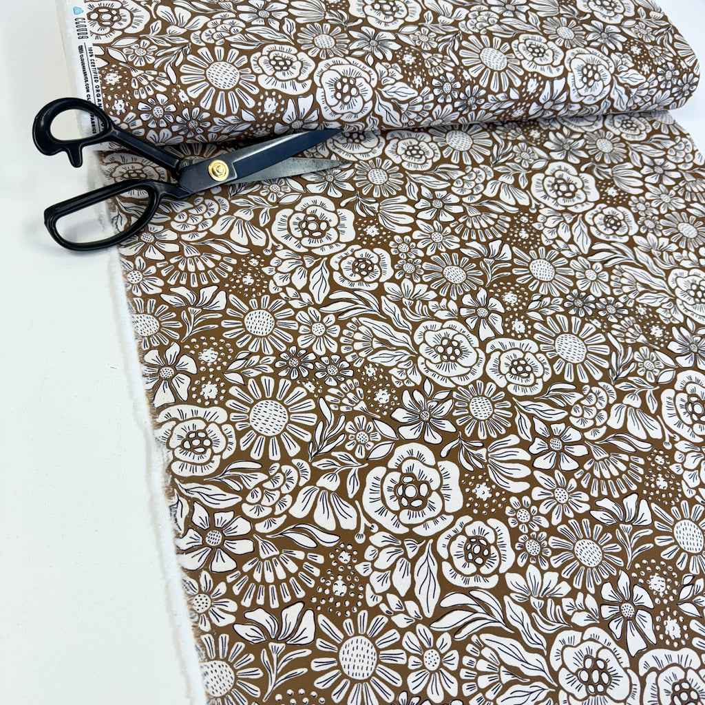 Cloud 9 Organic - Grassroots Canvas - Rita Flower Mustard