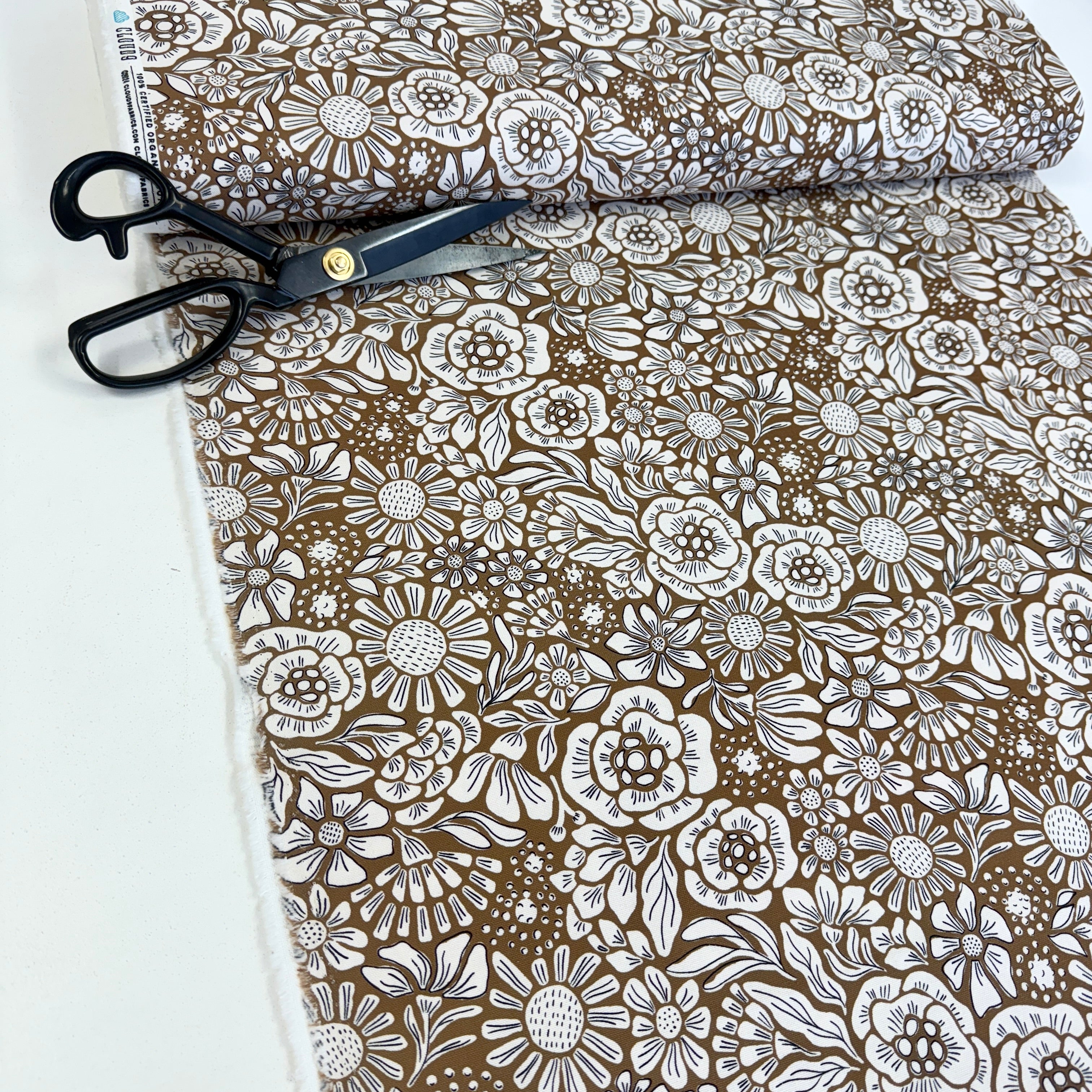 Cloud 9 Organic - Grassroots Canvas - Rita Flower Mustard