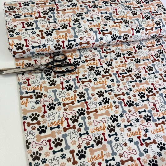 Timeless Treasures - Dogs Rule - Bones and Paws Cream