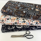 Timeless Treasures - I Love my Dog Text - Black