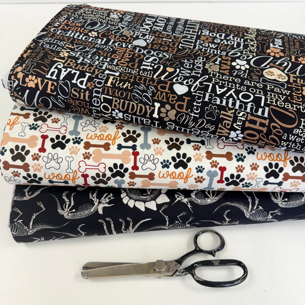 Timeless Treasures - Dogs Rule - Bones and Paws Cream