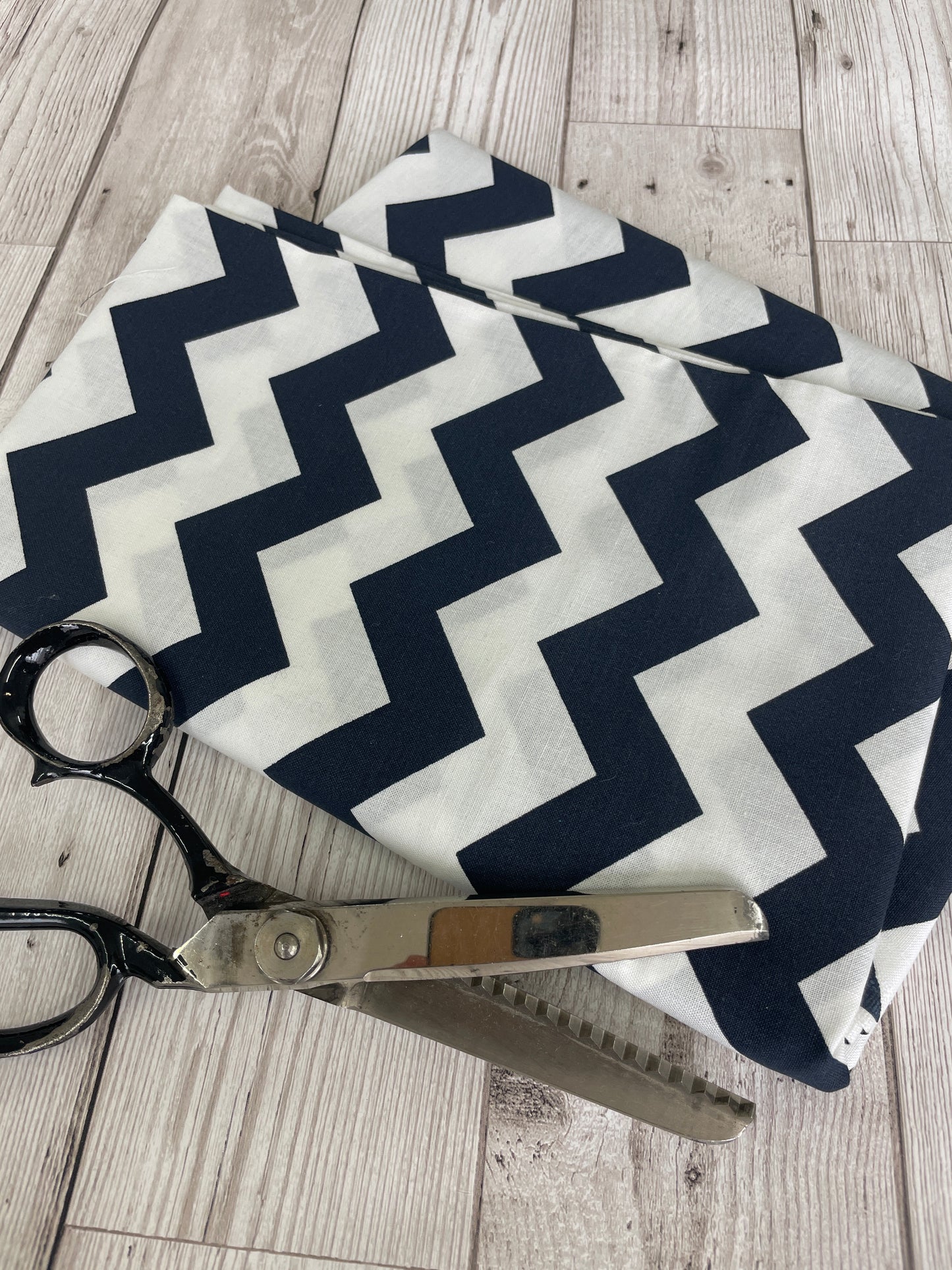 Remnant of 20mm Chevron Repeat - Navy - Quilting Cotton (200cm)