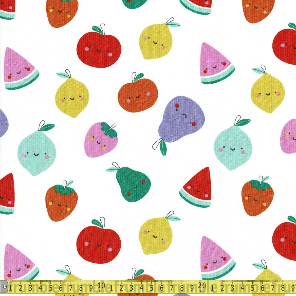 Cute Fruit Faces - Printed Cotton Jersey - Ivory