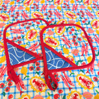 Seafood Picnic Cotton Fabric - Blue Gingham - 145cm Wide