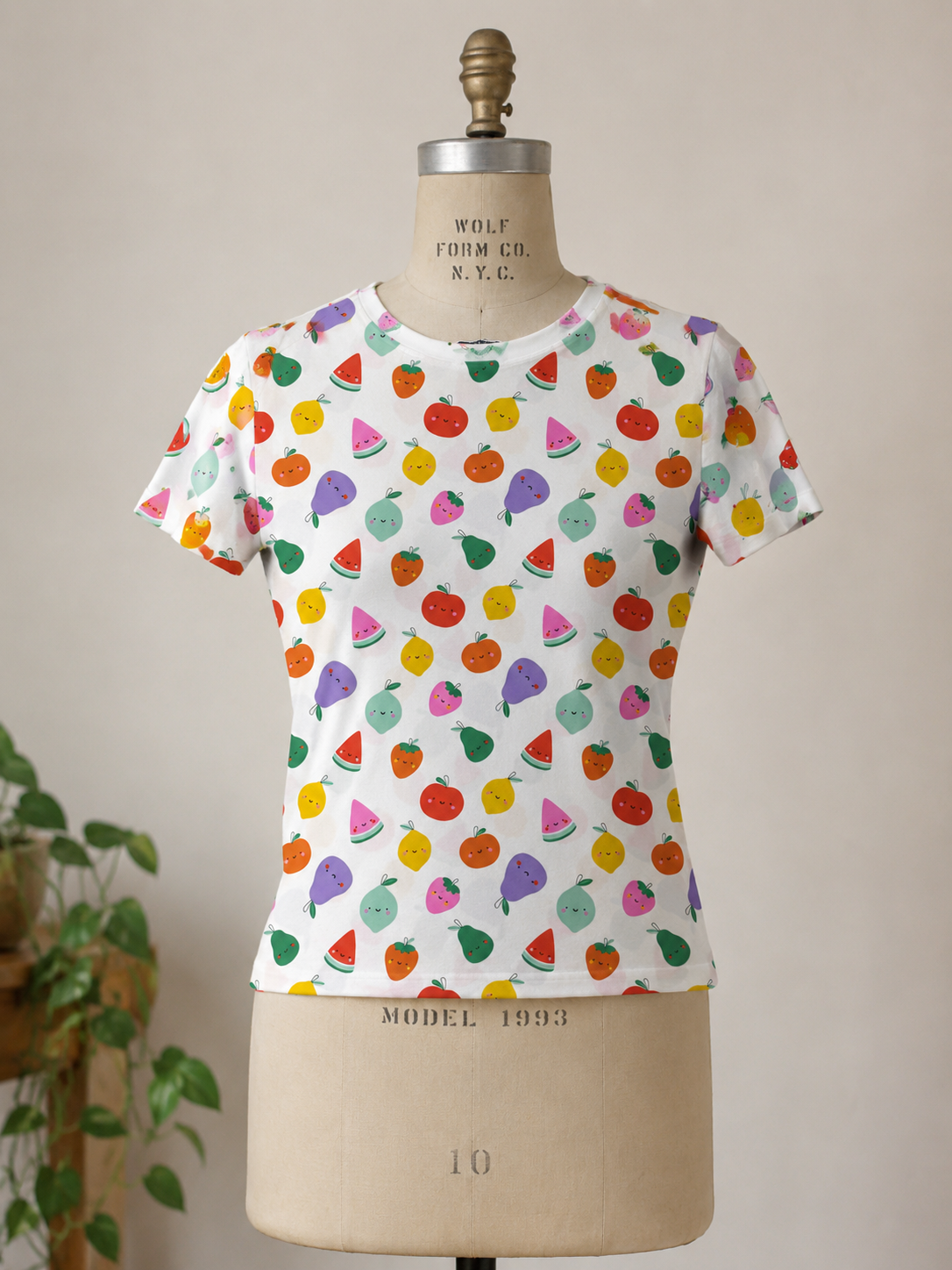 Cute Fruit Faces Cotton Jersey Fabric - Ivory