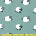 Frolicking Sheep - French Terry Fabric - Dusty Teal