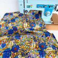 Timeless Treasures - Large Metallic Scrolls - Blue