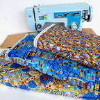 Timeless Treasures - Large Metallic Scrolls - Blue