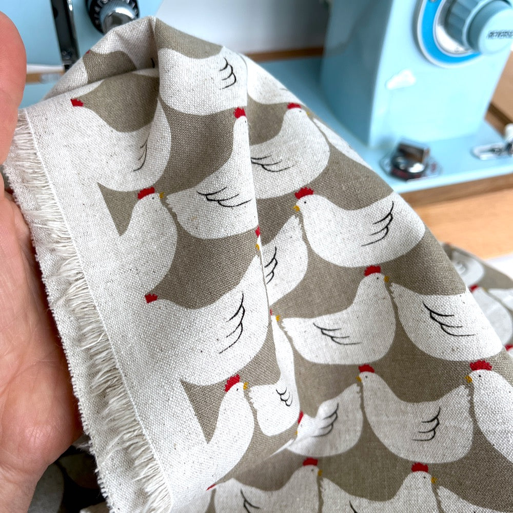 Sevenberry - Cotton Flax Prints - Chickens In a Row