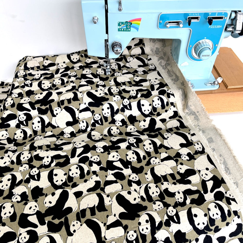 Sevenberry - Cotton Flax Prints - Playful Panda Bear