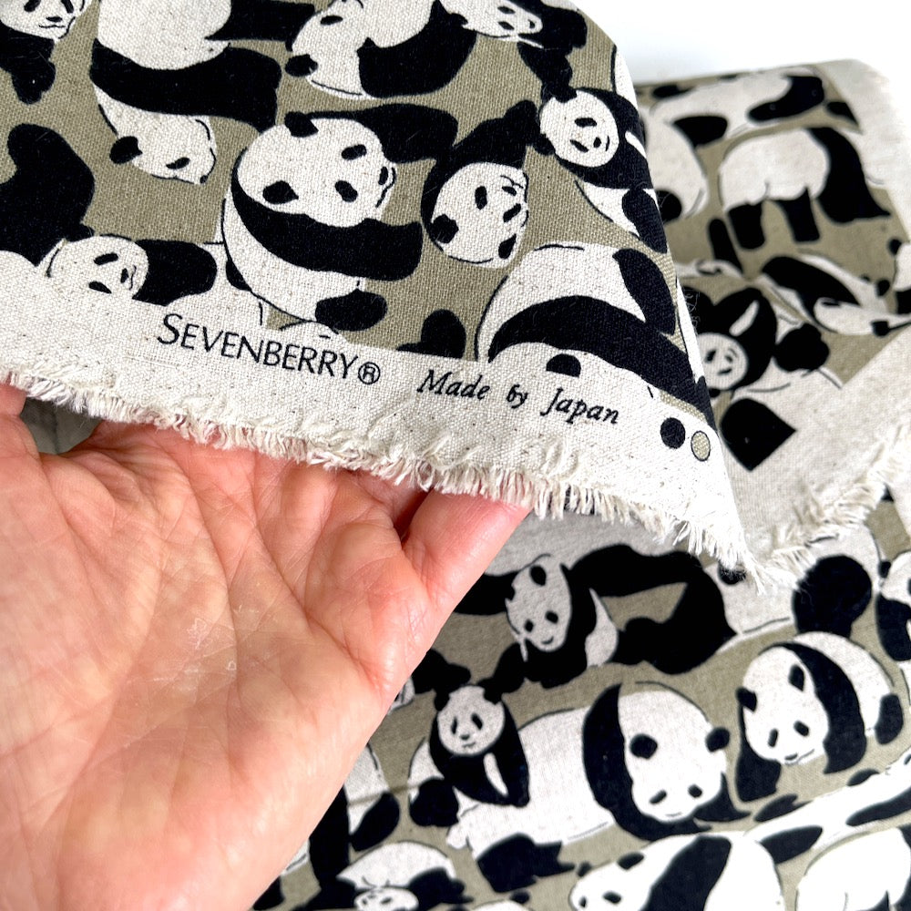 Sevenberry - Cotton Flax Prints - Playful Panda Bear