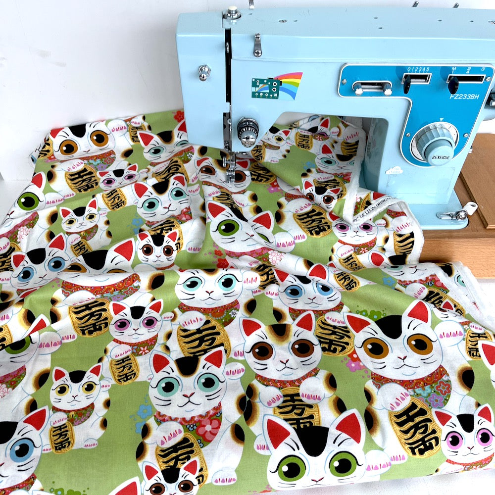 Alexander Henry - Fuku Kitty - Sage Green