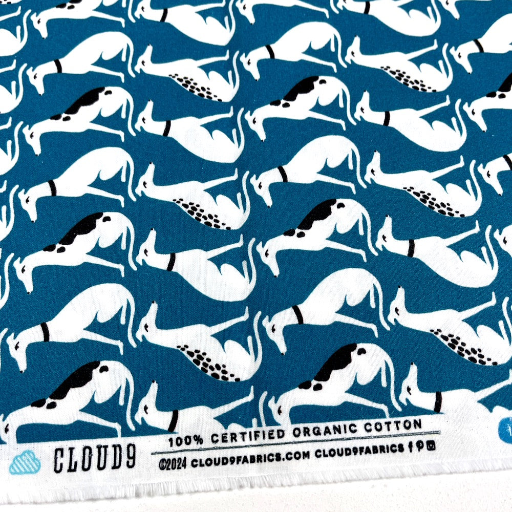 Cloud 9 Organic Cottons - Arundel Whippet Dog - Blue