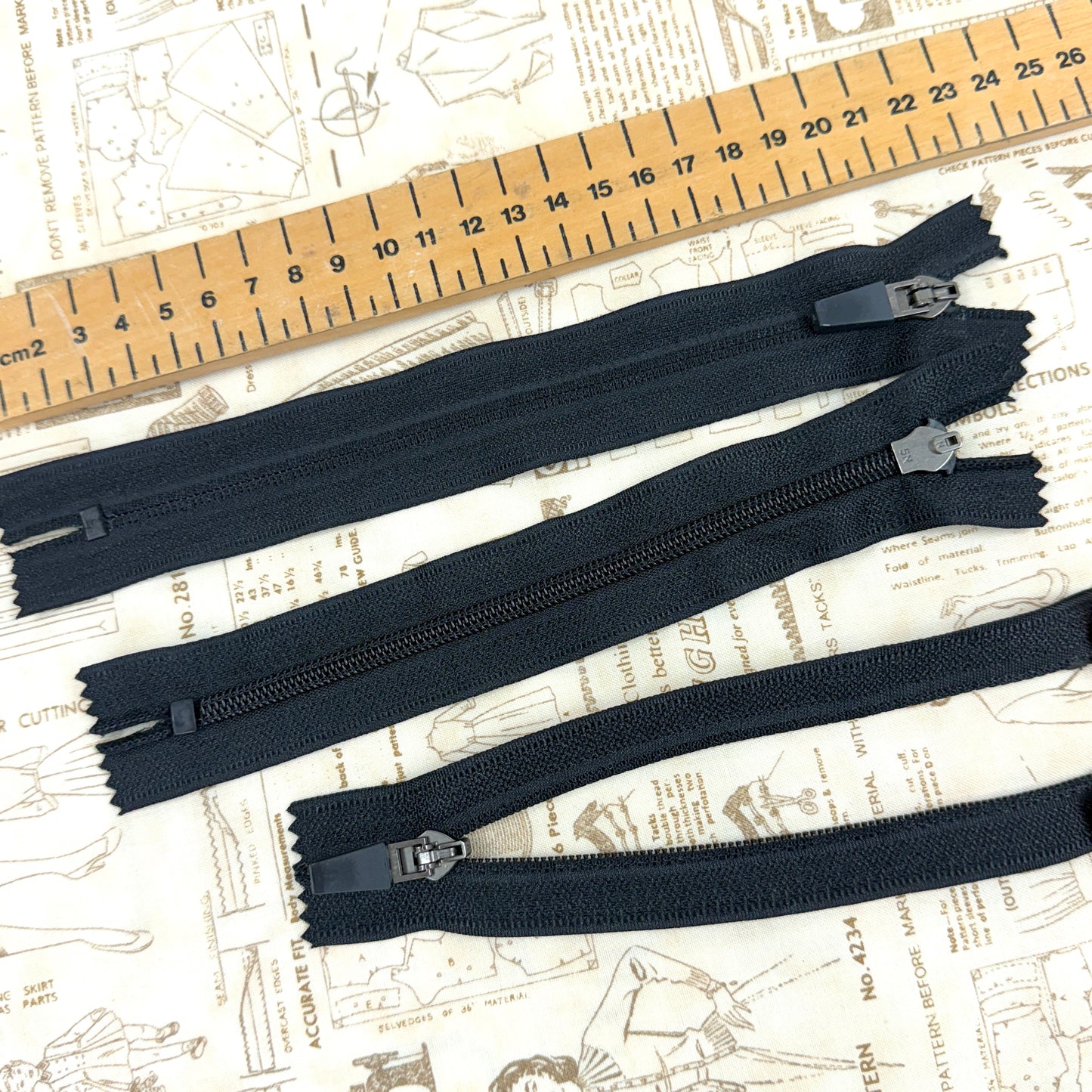 Black Closed End Invisible Zips In 3 Sizes - 16/18/20cm