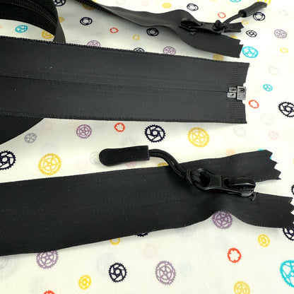 Black Waterproof Zips: Closed 16cm & Open 85cm