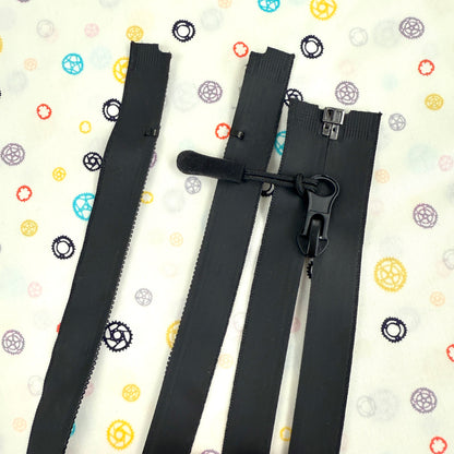 Black Waterproof Zips: Closed 16cm & Open 85cm