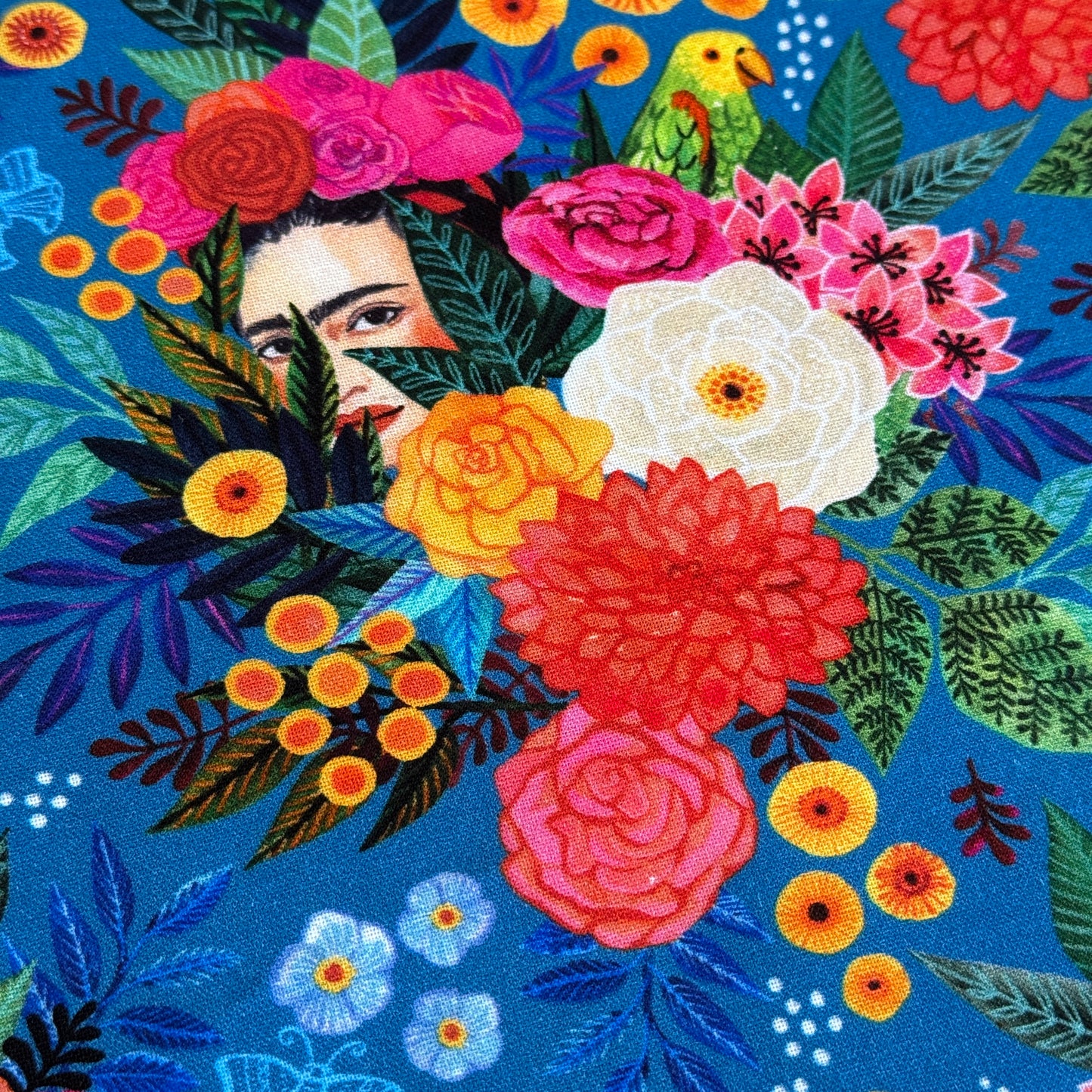 Hola Frida Main Print (Cobalt Blue) Fabric by Dear Stella