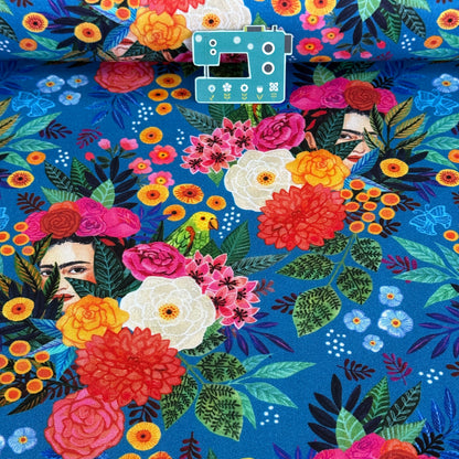 Hola Frida Main Print (Cobalt Blue) Fabric by Dear Stella