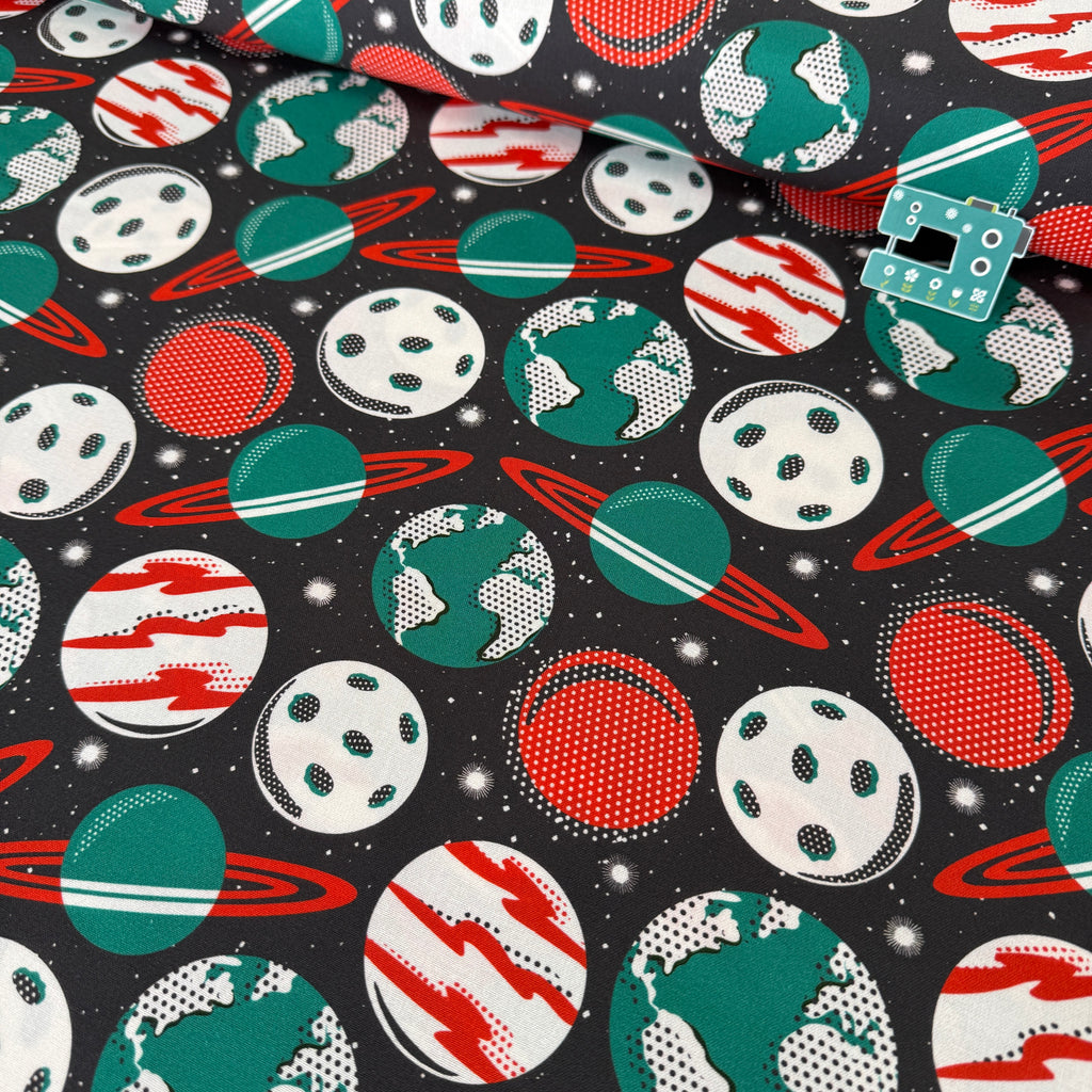 Blast Off Planetarium (Dark Grey) GOTS Organic Fabric by Cloud 9