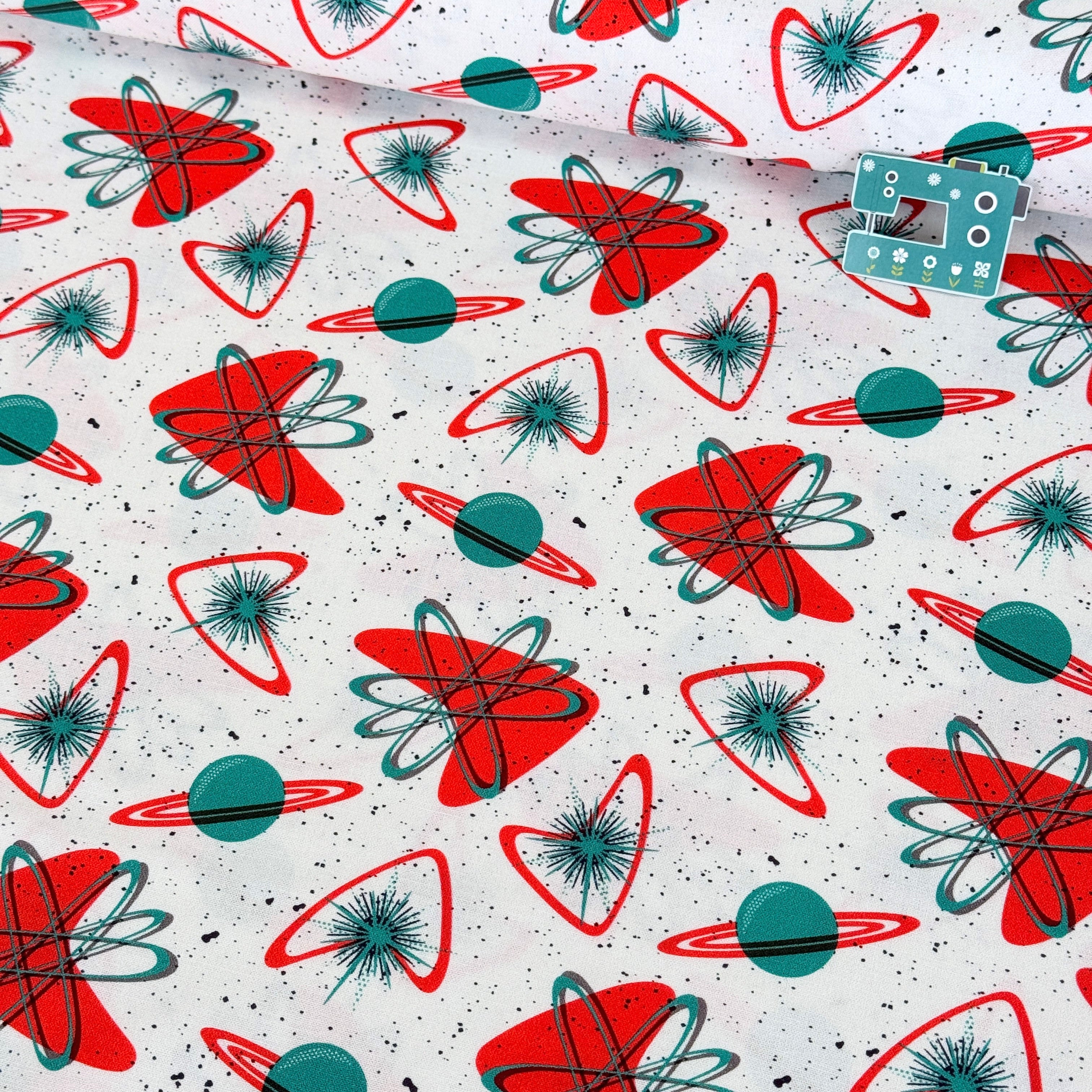 Blast Off Atomic Space (Ivory) GOTS Organic Fabric by Cloud 9