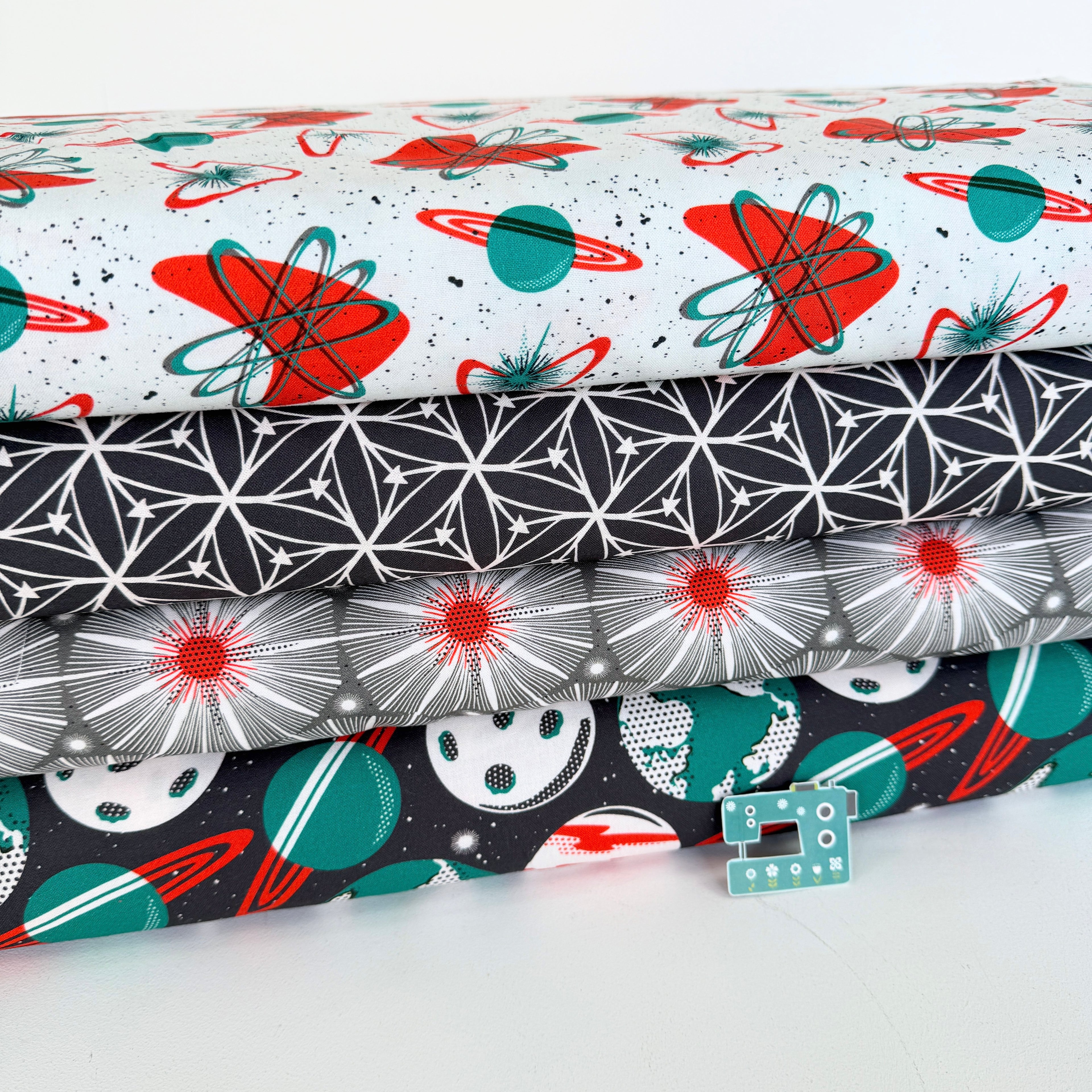 Blast Off Atomic Space (Ivory) GOTS Organic Fabric by Cloud 9