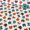 Cats Meow Faces (White) Fabric By Paintbrush Studio