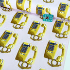 Recollect: Call Waiting Telephones (Pink) GOTS Fabric by Cloud 9