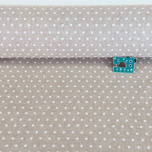 White Dots on Linen Look Canvas Fabric