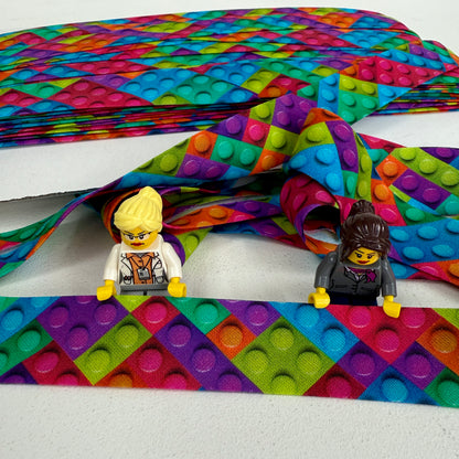 25mm Handmade Bias Binding - Limited Edition - Lego Bricks - Multi