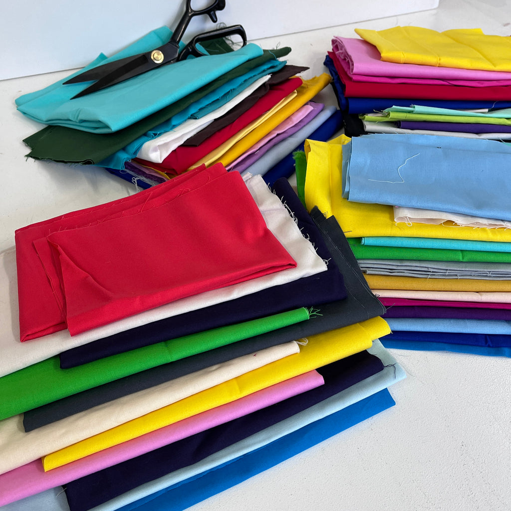 CLEARANCE Quilting Cotton Fabric Plains Solids Remnant Pack