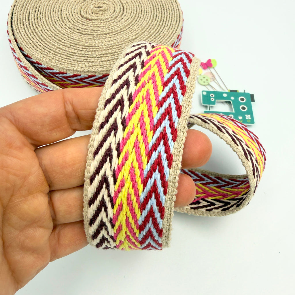 CLEARANCE: 40mm Wide Bright Chevron Cotton Webbing (8 metres)