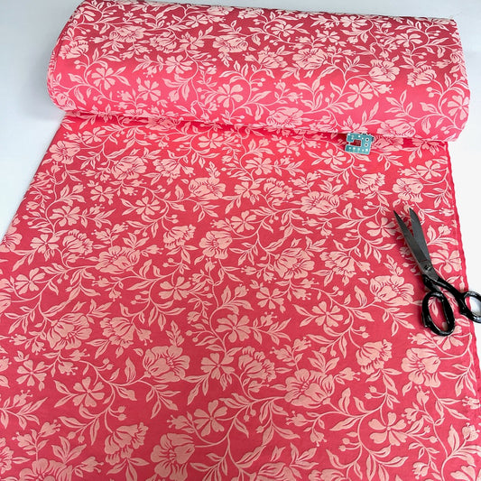 Flocked Flowers Scuba - Deadstock Designer Fabric - Pink