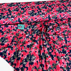 Lightweight Stretch Crepe Painted Poppy  - Deadstock Designer Fabric - Navy